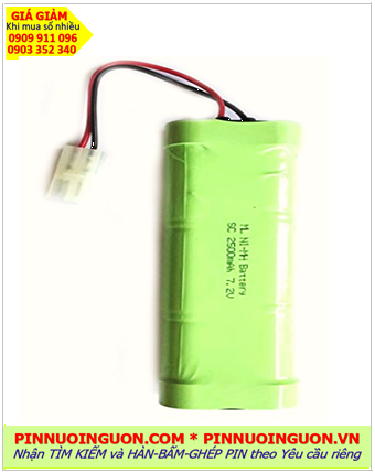 Pin xe điều khiển 7.2v-SC3300mAh; Pin xe đồ chơi điều khiển 7.2v-SC3300mAh /Nhận hàn bấm ghép pin 